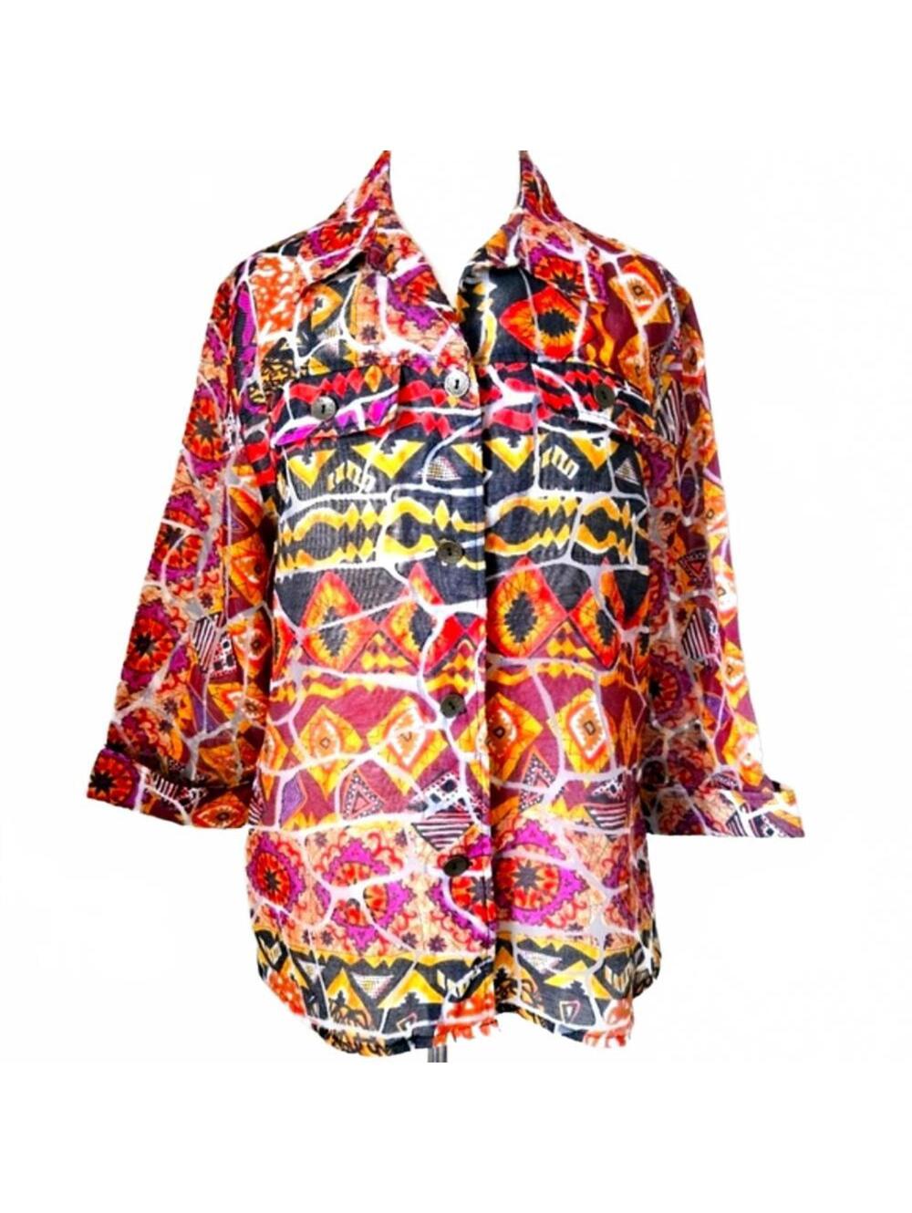 Draper's & Damon's Colorful Geometric Print Blouse Size XL